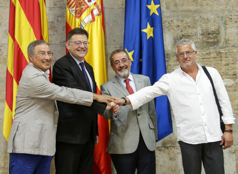 Paco Molina, Ximo Puig, José Vicente González y Gonzalo Pino