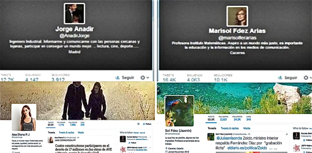 Dos perfiles que han evolucionado. Jorge Anadir se ha convertido en mujer y Marisol Fdez ha dejado de ser la cantante Tori Amos en su foto de perfil