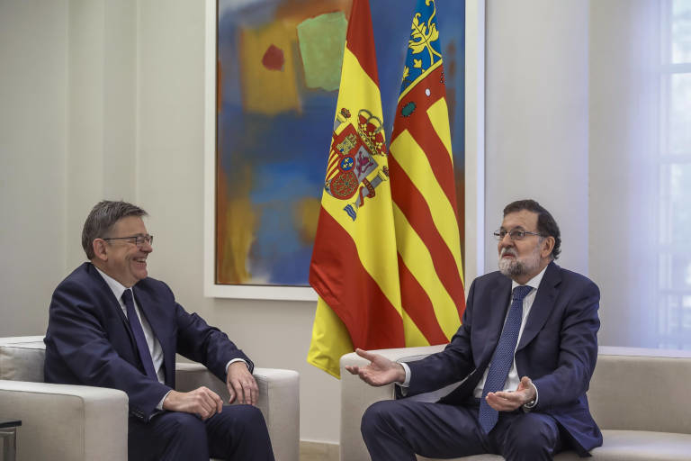 Ximo Puig y Mariano Rajoy durante su encuentro en La Moncloa este jueves. Foto: EFE