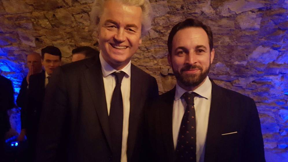 El líder del FPÖ holandés, Geert Wilders, y su homólogo de Vox, Santi Abascal. Foto: VOX