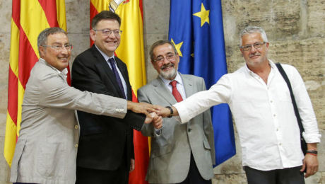 Paco Molina, Ximo Puig, José Vicente González y Gonzalo Pino