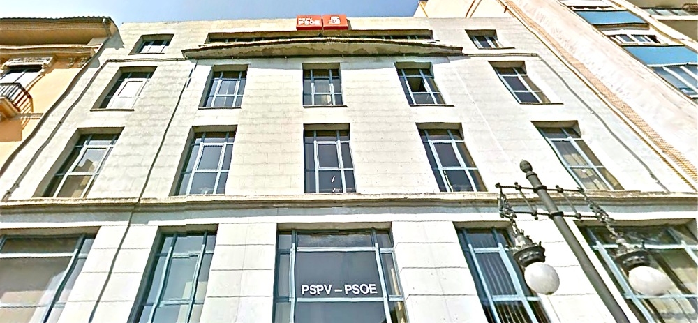 Fachada de la sede del PSPV-PSOE en la calle Blanquerías de Valencia. GOOGLE VIEWS