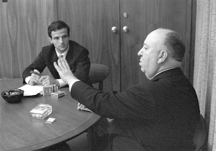 Hitchcock y Truffaut, durante la entrevista en el estudio Universal