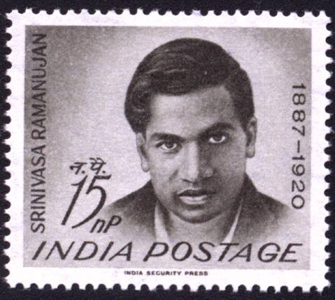 Sello conmemorativo con la efigie de Ramanujan