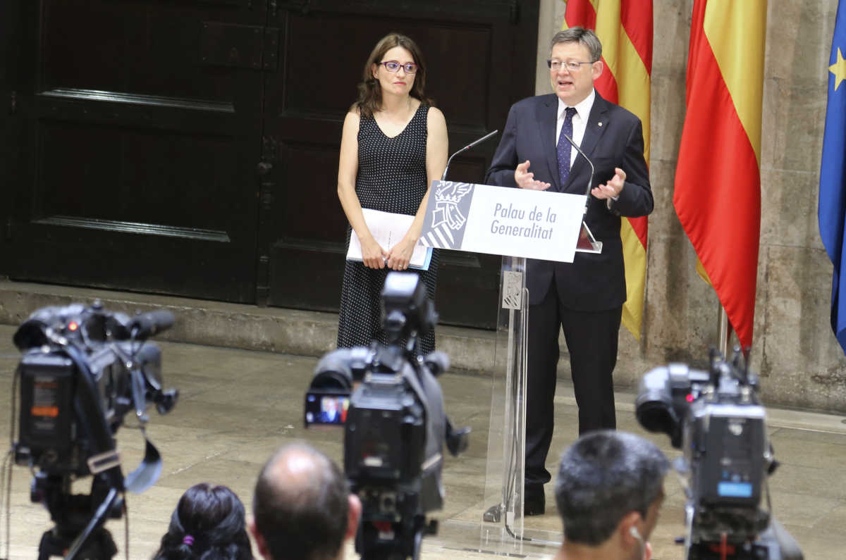 Puig y Oltra durante su comparecencia ante los medios