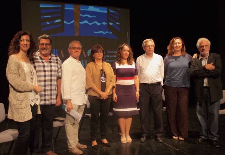De izquierda a derecha, Ibáñez, Tamarit, Guarinos, Amoraga, Tello, Ariño, Ribes y Garcés