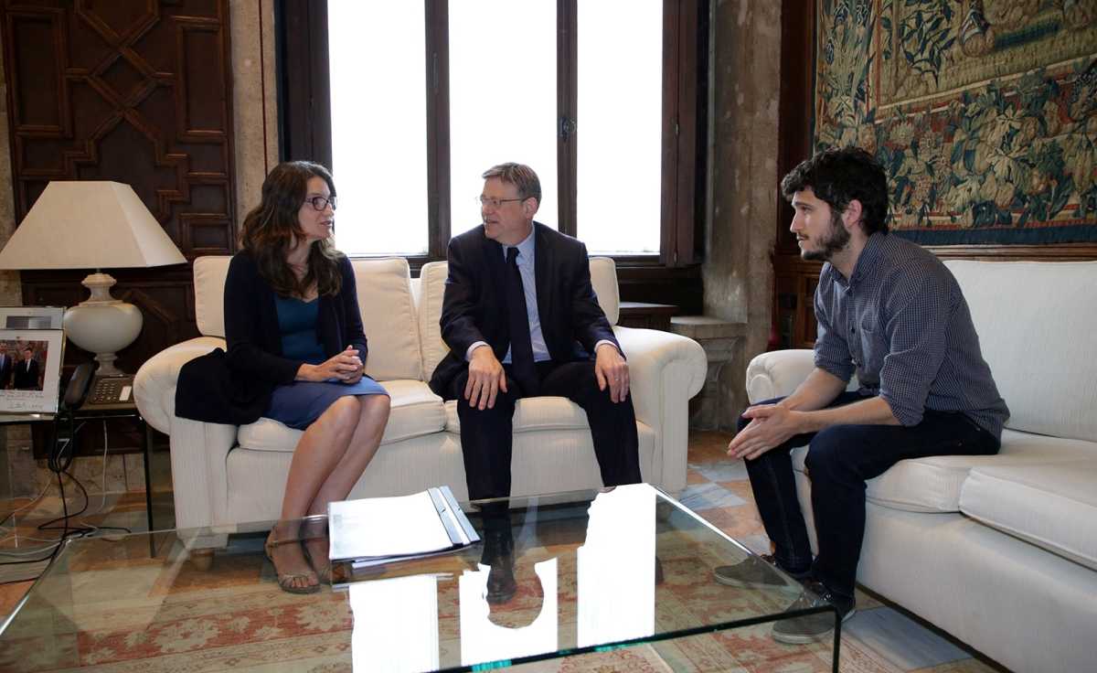 Estañ, en una reunión con Oltra y Puig en el Palau de la Generalitat. Foto: GVA