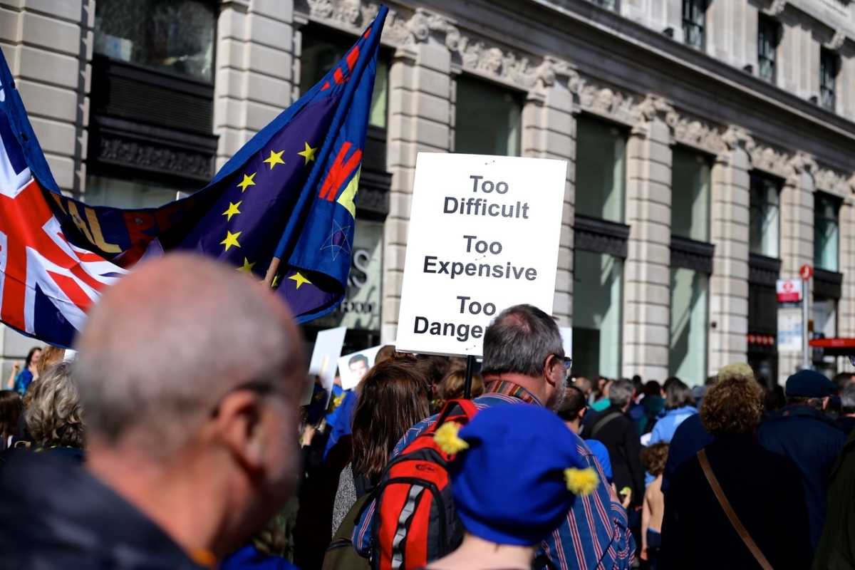 Manifestantes contra el Brexit, en Londres.