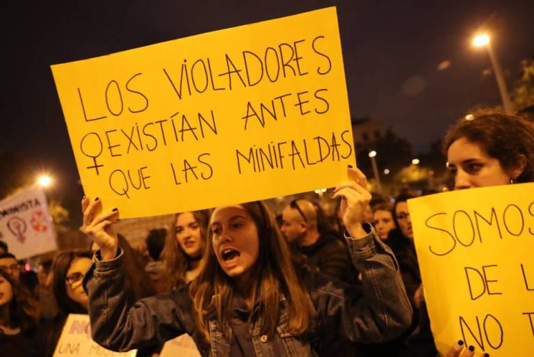 Momento de la manifestación en Barcelona contra la violencia machista. Foto: Joan Sánchez