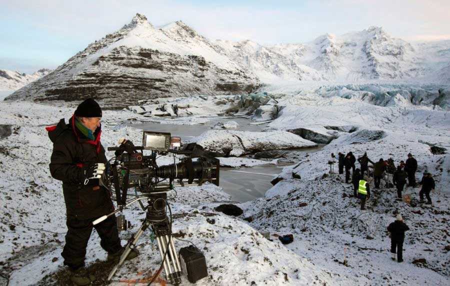 El equipo de rodaje de la serie en una localización en Islandia.