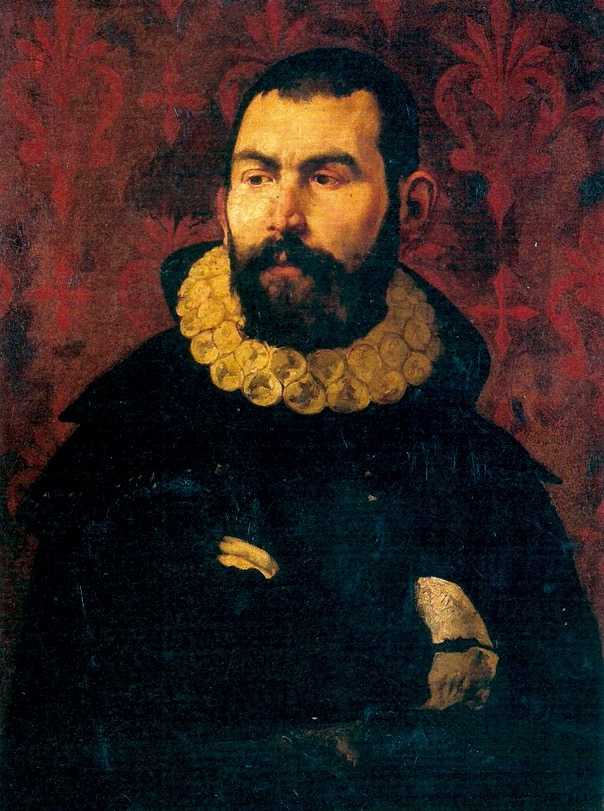 Llombart pintat per Pinazo a la manera del segle XVI. Cap a 1870