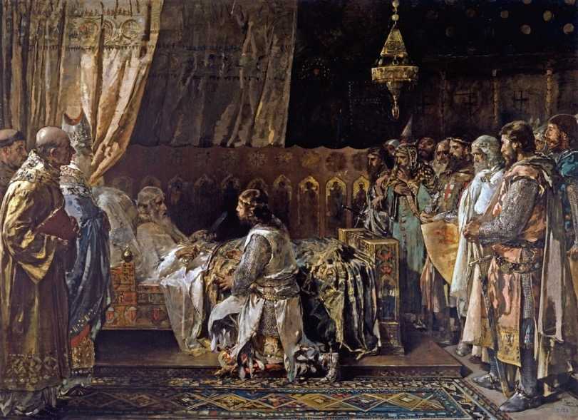 Darrers moments d’en Jaume I el Conqueridor. Ignasi Pinazo (1881)