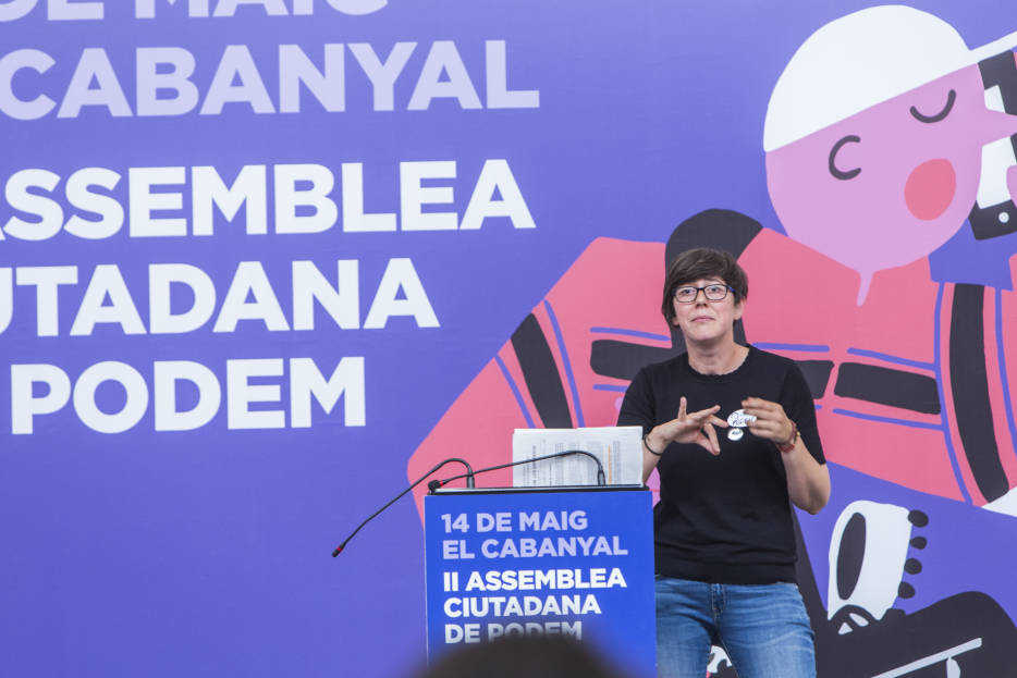 Pilar Lima, aspirante a liderar Podemos, durante el Vistalegre valenciano celebrado este domingo. Foto: EVA MÁÑEZ