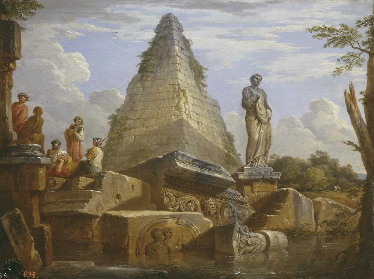 Giovanni Paolo Panini. Ruinas con la Pirámide de Cayo Cestio. Museo del Prado