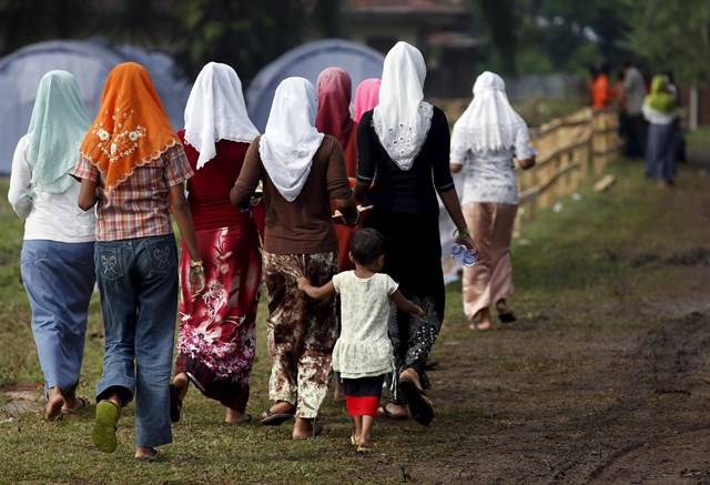 Mujeres rohingya en un campamento. Foto: EP