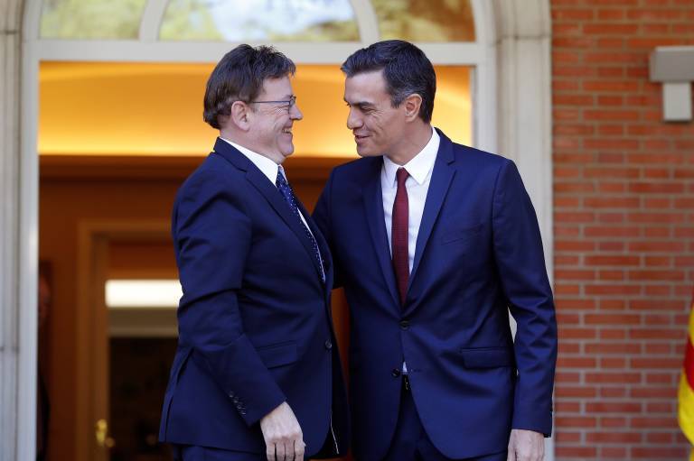 El presidente de la Generalitat, Ximo Puig, y el jefe del Ejecutivo, Pedro Sánchez. Foto: EFE