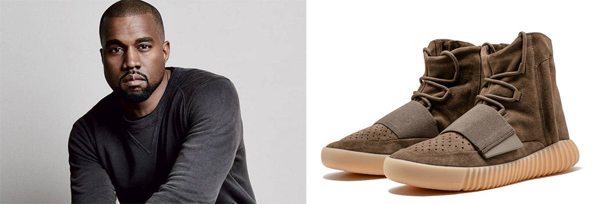 Kanye West y su primer modelo de zapatillas fructuoso con Adidas, las Yeezy 750 Boost Light Brown de 2015.
