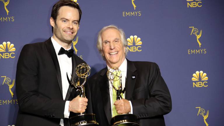 Bill Hader y Henry Winkler con sus respectivos Emmys en la ceremonia celebrada el pasado lunes 17 de septiembre.