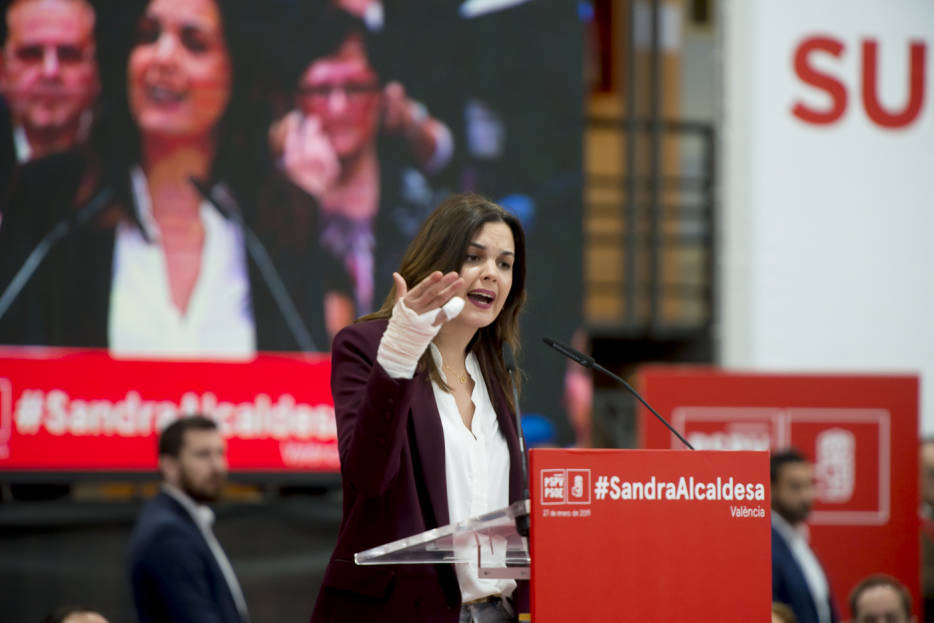 La candidata a la Alcaldía, Sandra Gómez, durante su intervención. Foto: KIKE TABERNER