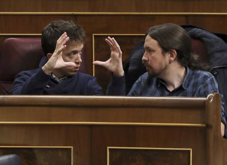 Errejón e Iglesias cuando compartían bancada en el Congreso. Foto: EFE