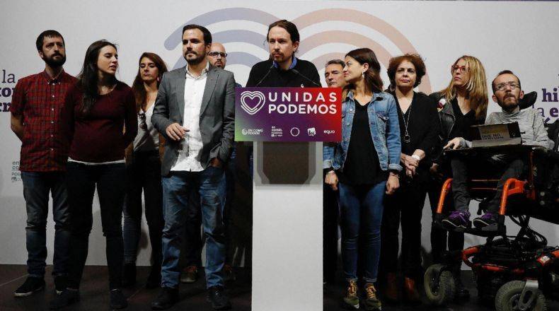 Pablo Iglesias en su intervención de ayer. Foto: EFE
