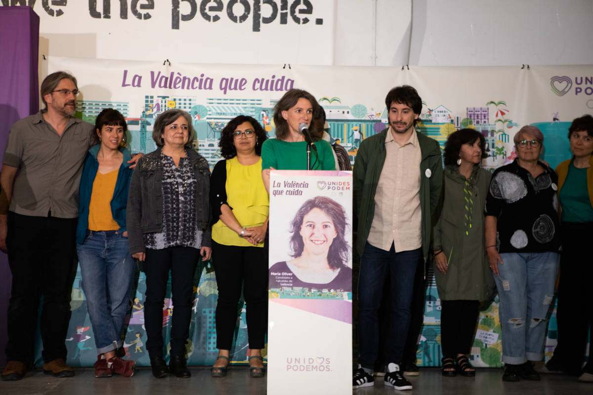 La aspirante de Unides Podem-EUPV, María Oliver, en su comparecencia. Foto: ESTRELLA JOVER