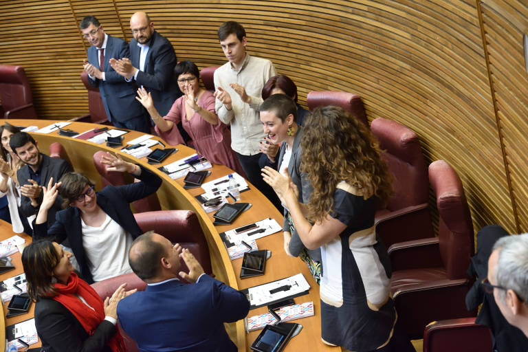Grupo parlamentario Unides Podem. Foto: CORTS/INMA CABALLER