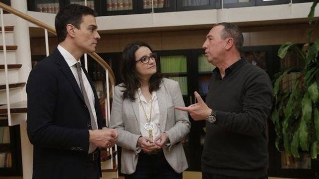 Sánchez, Oltra y Baldoví en una reunión meses atrás. Foto: VP