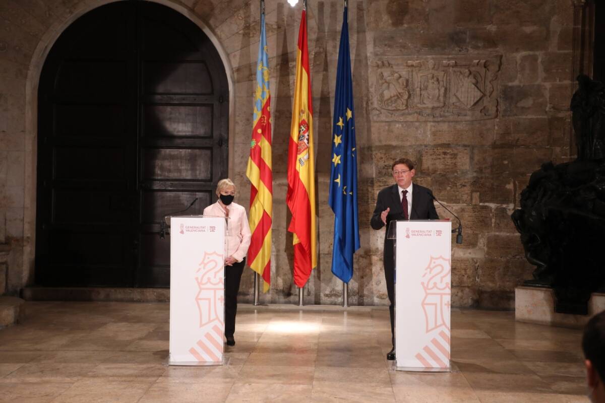 La consellera de Sanidad, Ana Barceló, y el presidente, Ximo Puig, en la rueda del jueves. Foto: GVA