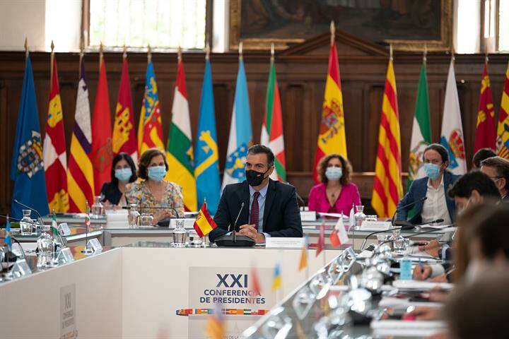 Pedro Sánchez en la última Conferencia de Presidentes presencial. Foto: MONCLOA