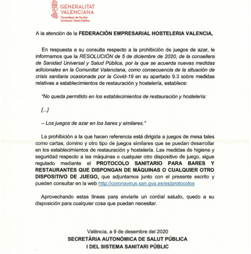 La carta de Isaura Navarro, secretaria autonómica de Sanidad.