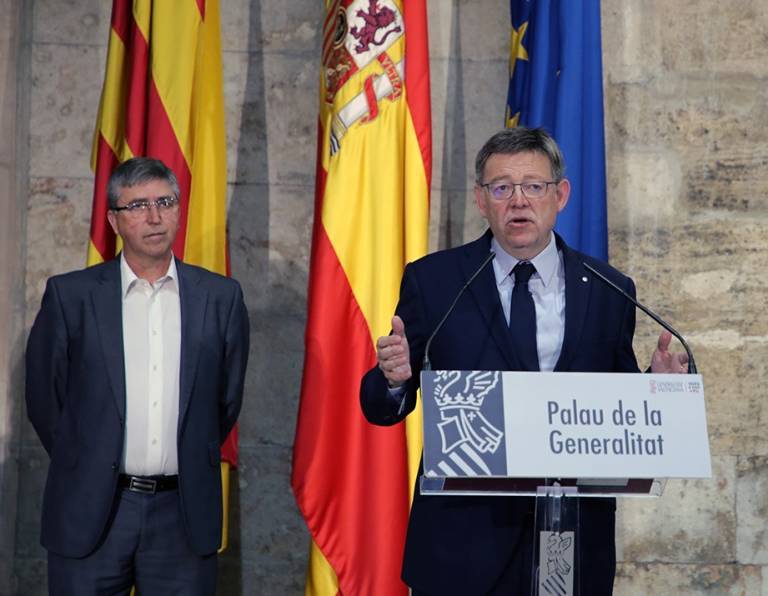 El conseller de Economía, Rafa Climent (Compromís), y el presidente de la Generalitat, Ximo Puig (PSPV). Foto: VP