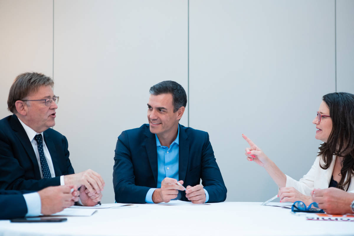 Puig, Sánchez y Oltra en una reunión el pasado año. Foto: ESTRELLA JOVER