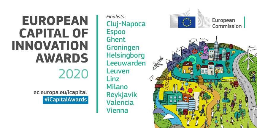 Las doce ciudades finalistas a Capital Europea de la Innovación 2020. Foto: COMISIÓN EUROPEA