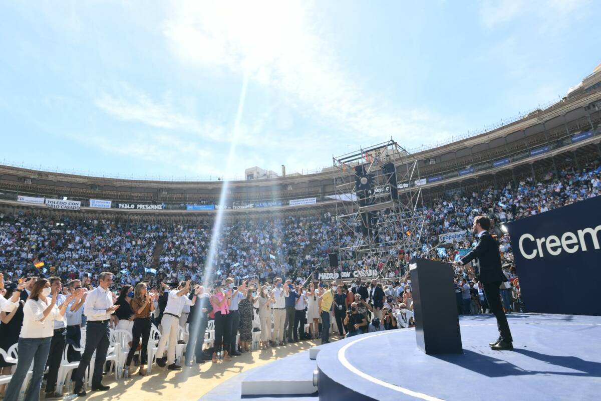Pablo Casado, durante un momento de su discurso. Foto: KIKE TABERNER
