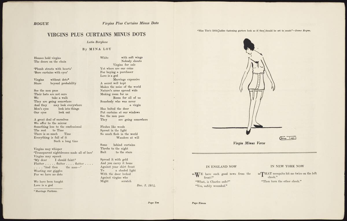 Poema feminista de Mina Loy publicat en "Rogue", a NY, en 1915
