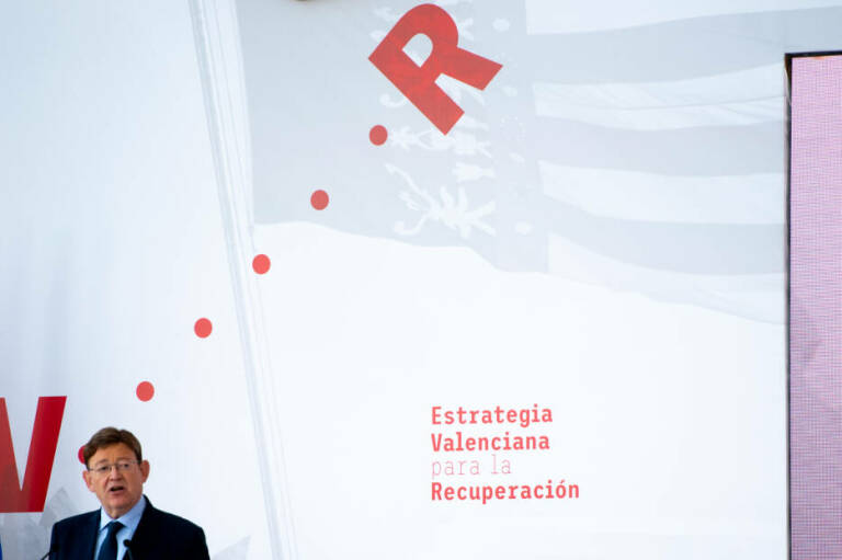 Ximo Puig, en la presentación de la Estrategia Valenciana de Recuperación. Foto: KIKE TABERNER