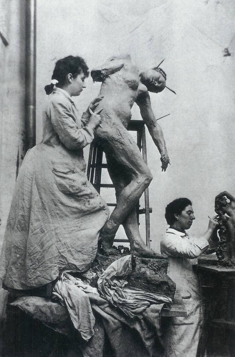Camille Claudel y Jessie Lipscomb en el taller de Rodin