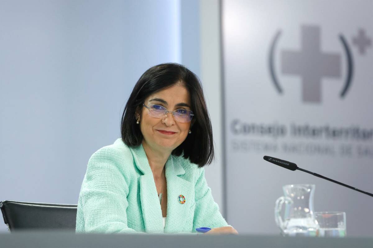 La ministra de Sanidad, Carolina Darias, durante la rueda de prensa este miércoles. Foto: EFE/Mariscal