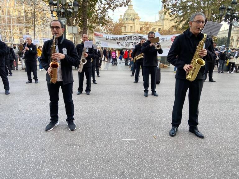 Protesta de los músicos de la Banda Municipal de València el pasado 23 de diciembre. Foto: EUROPA PRESS