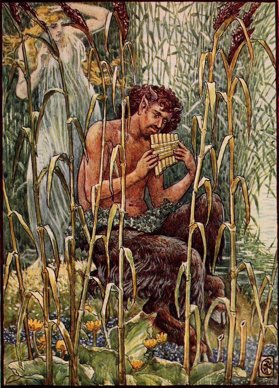 El déu Pan amb la seua flauta. Walter Crane, c. 1900
