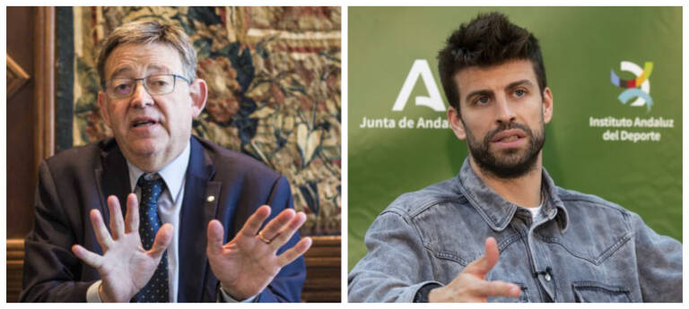 El president de la Generalitat, Ximo Puig, y el fundador de Kosmos, Gerard Piqué. Foto: VP