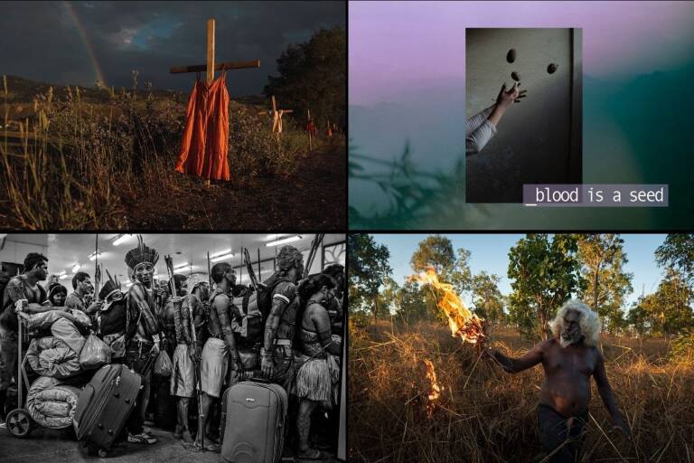 Trabajos ganadores de los World Press Photo 2022 de los fotógrafos Amber Bracken, Matthew Abbott, Lalo de Almeida e Isadora Romero (Montaje: EP)