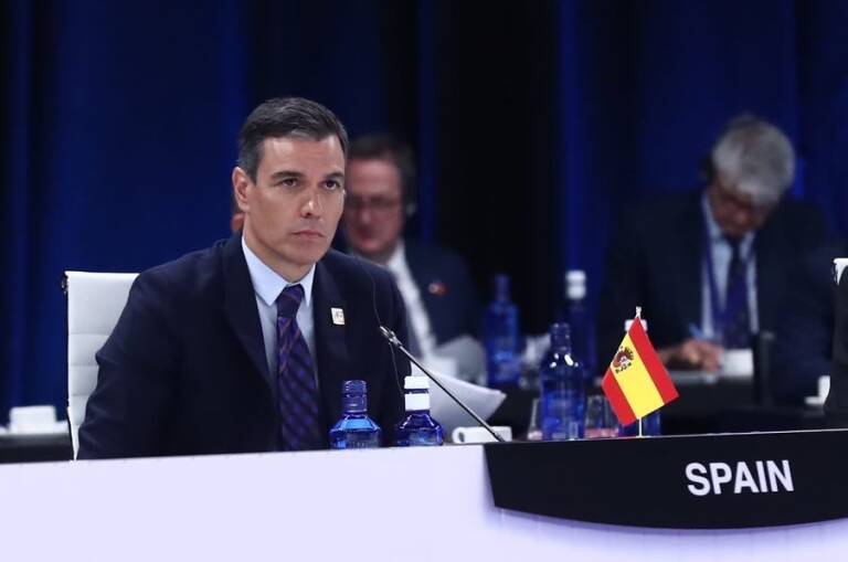 Pedro Sánchez durante la cumbre de la OTAN. Foto: OTAN
