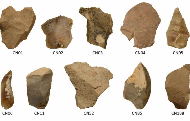 Sílex procedentes de diferentes yacimientos paleolíticos valencianos analizados en este estudio. Foto: UV