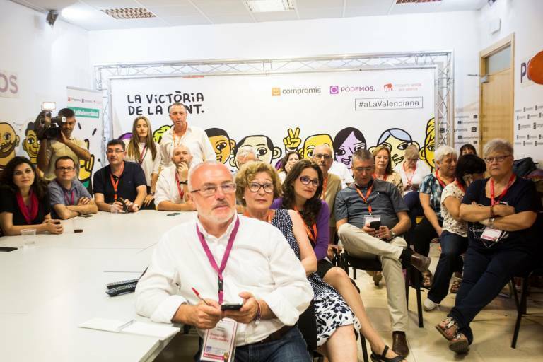 Coalición 'A la Valenciana' conformada en 2016 por Compromís, Podem y EUPV. Foto: EVA MÁÑEZ
