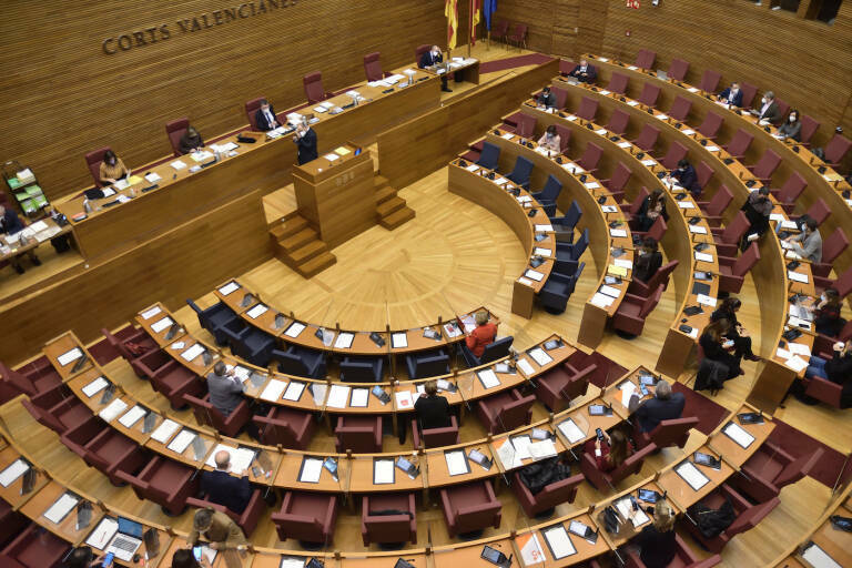 El hemiciclo de Les Corts Valencianes durante una votación. Foto: CORTS/INMA CABALLER