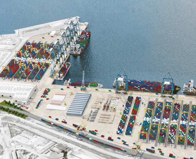 Foto: Simulación de IST de la nueva terminal polivalente del puerto de Sagunto