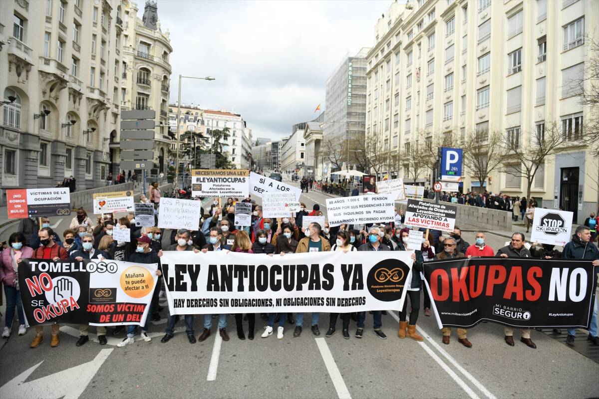 Concentración de afectados por la okupación en Madrid el pasado año. Foto: EP/Fernando Sánchez