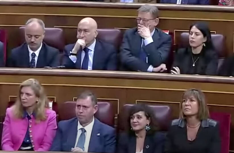 Puig y  Soler se sentaron juntos en el discurso de investidura de Sánchez en el Congreso. Foto: VP